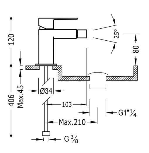 Tres Cuadro Colors bateria bidetowa złoty matowy 00612001OM
