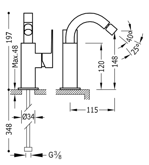 Tres Cuadro Colors bateria bidetowa złoty polerowany 00612402OR