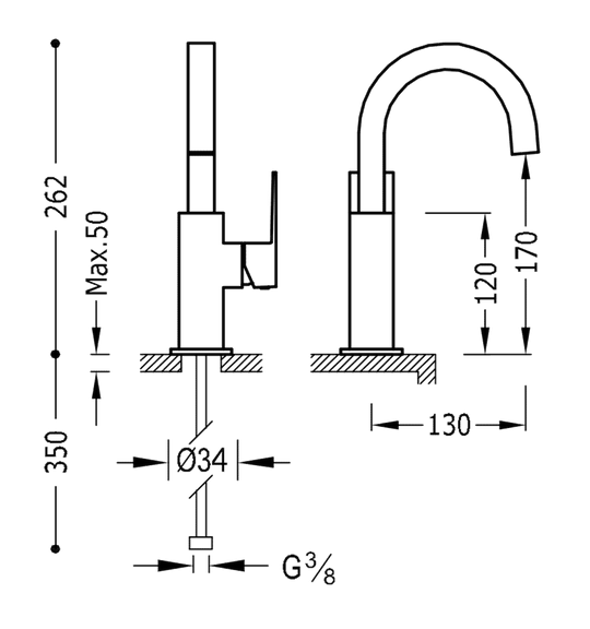 Tres Cuadro Colors bateria umywalkowa perlator złoty matowy 00660502OM