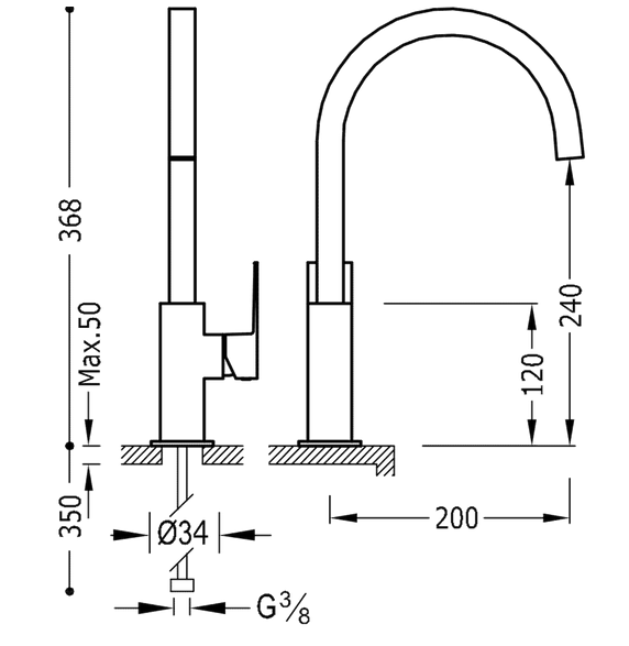 Tres Cuadro Colors bateria umywalkowa wysoka perlator złoty polerowany 00660702OR