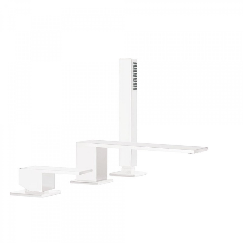 Tres Cuadro Colors bateria wannowa 3-otworowa wylewka 18 cm biały matowy 00616105BM