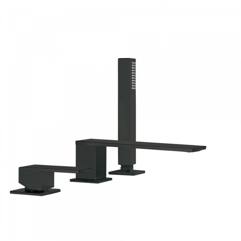 Tres Cuadro Colors bateria wannowa 3-otworowa wylewka 18 cm czarny matowy 00616105NM