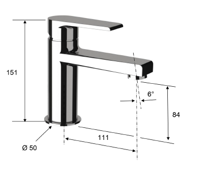 Sapho Kai bateria umywalkowa bez korka chrom KA02