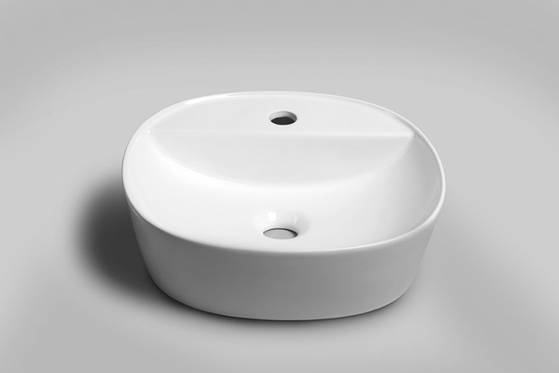 Sapho Lugano Umywalka okrągła nablatowa/stawiana na blat ceramiczna 41 cm biały AR491