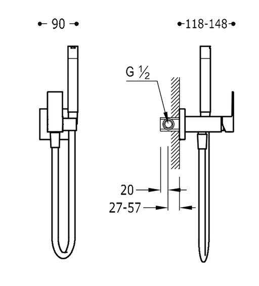 Tres Cuadro Colors bateria podtynkowa do bidetu lub WC stal 00612301AC