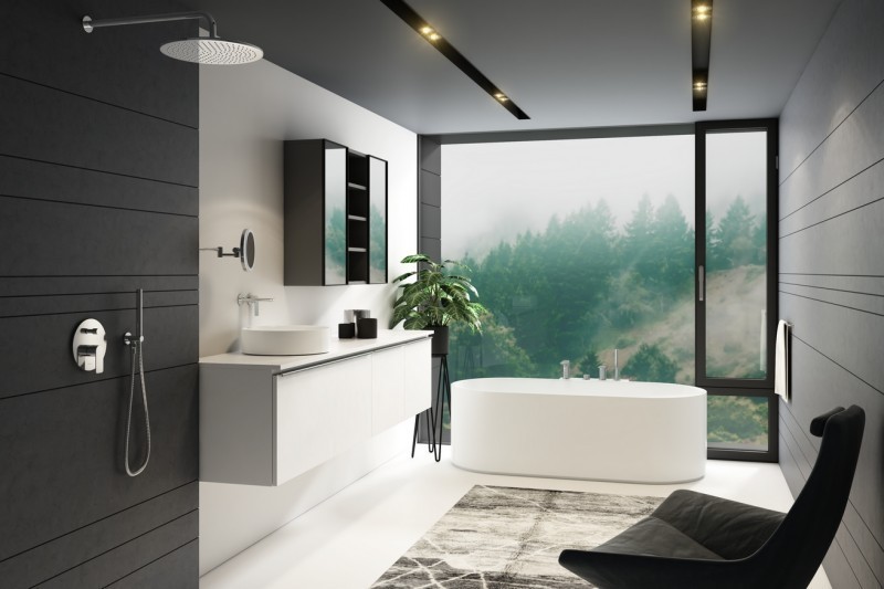 Kohlman Proxima zestaw podtynkowy z deszczownicą okrągłą 35x35 cm i słuchawką chrom QW210PR35