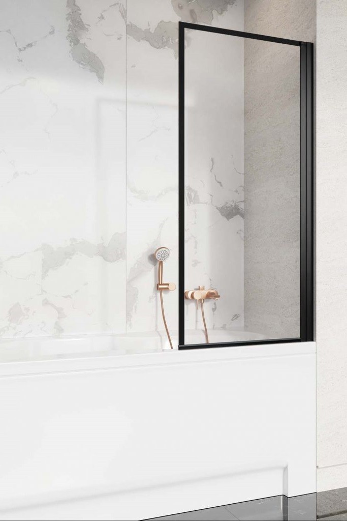 Radaway Nes Black PNJ Frame parawan nawannowy jednoczęściowy 50 cm prawy czarny przeźroczyste Easy Clean 10011050-54-56R