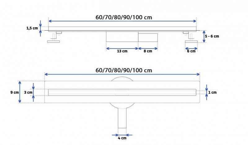 Rea NEO Slim Pro-900 Black odpływ liniowy niski 90 cm czarny REA-G8903
