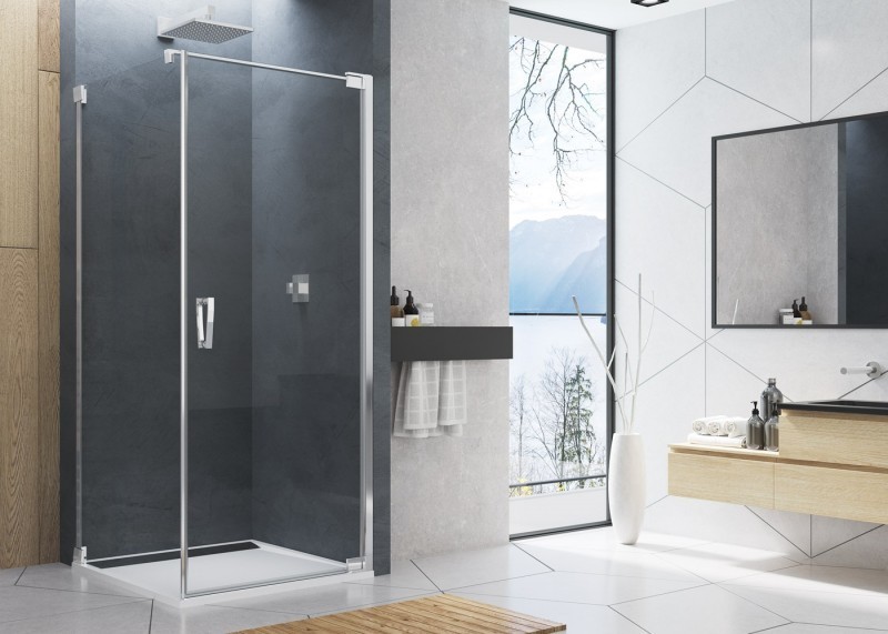 Sanswiss Cadura drzwi wahadłowe jednoczęściowe prawe 80 cm do wnęki lub ścianki srebrny połysk przeźroczyste CA1CD0805007