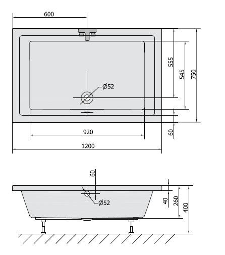 Sapho Deep brodzik prostokątny głęboki 120x75 cm akryl 71564