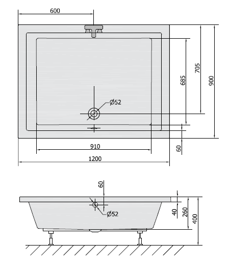 Sapho Deep brodzik prostokątny głęboki 120x90 cm akryl 72383