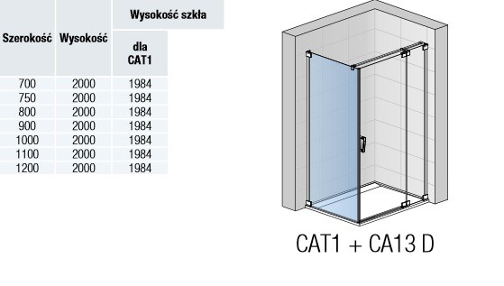 Sanswiss Cadura ścianka boczna 75 cm srebrny połysk przeźroczyste montaż przy magnesie CAT10755007