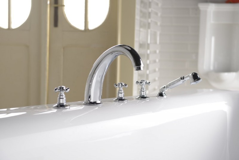 Sapho Antea bateria na brzeg wanny retro nikiel szczotkowany 3318