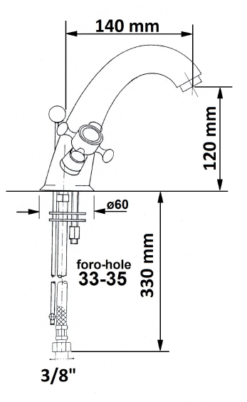 Sapho Antea bateria umywalkowa wysoka z korkiem automatycznym retro różowe złoto 3277