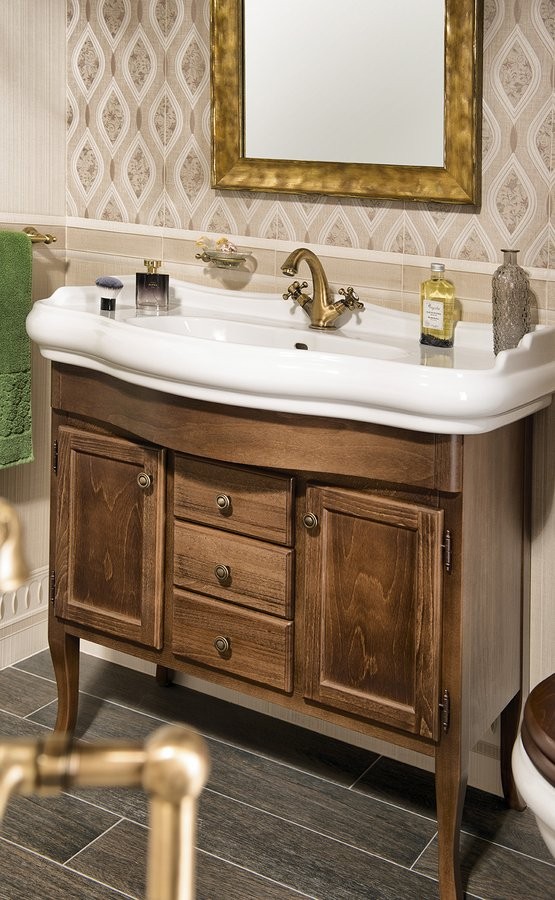 Sapho Antea bateria umywalkowa wysoka z korkiem automatycznym retro brąz szczotkowany 3276