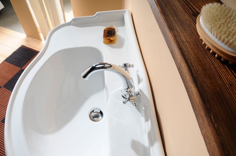 Sapho Antea bateria umywalkowa wysoka z korkiem automatycznym retro chrom 3271