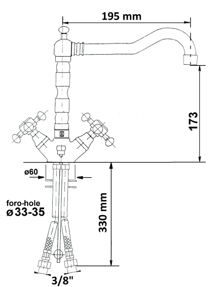 Sapho Antea bateria umywalkowa wysoka z obrotową wylewką i korkiem automatycznym retro złoto 3375