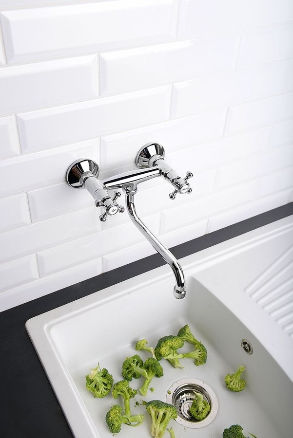 Sapho Antea bateria umywalkowa natynkowa z obrotową wylewką retro brąz szczotkowany 3066