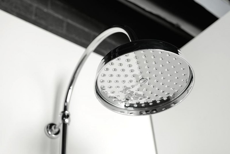 Sapho Antea zestaw prysznicowy z baterią termostatyczną ze słuchawką i deszczownicą 20 cm retro złoty SET045