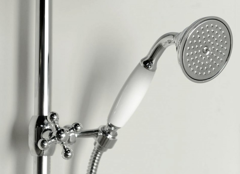 Sapho Antea zestaw prysznicowy z baterią termostatyczną ze słuchawką i deszczownicą 20 cm retro złoty SET045