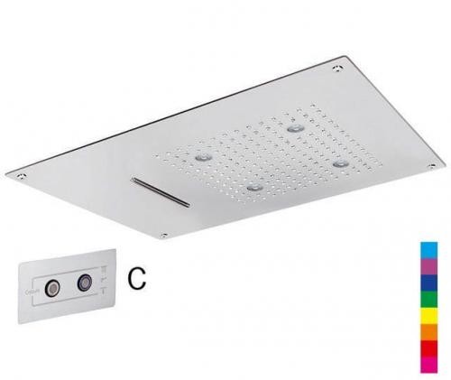 Sapho deszczownica sufitowa podtynkowa 55x40 cm chromoterapia LED deszcz kaskada pilot stal CH5540C