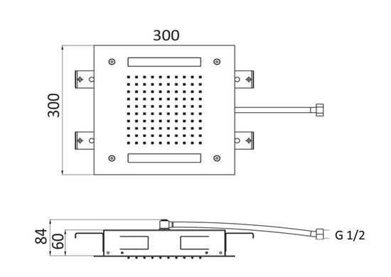 Sapho deszczownica sufitowa podtynkowa 30x30 cm chromoterapia LED deszcz pilot stal CH3030A