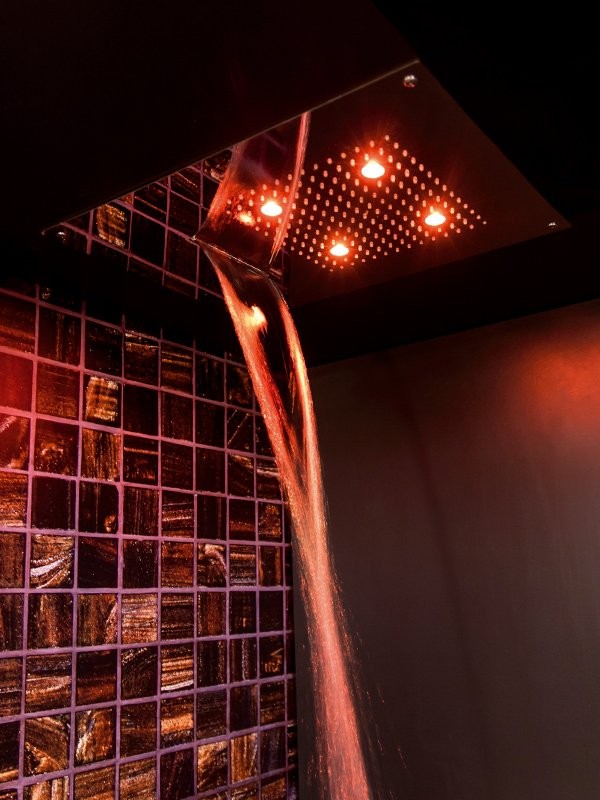 Sapho deszczownica sufitowa podtynkowa 55x40 cm chromoterapia LED deszcz kaskada pilot stal CH5540B