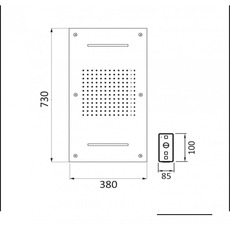 Sapho deszczownica sufitowa podtynkowa 73x38 cm chromoterapia LED deszcz kaskada pilot stal CH7338A