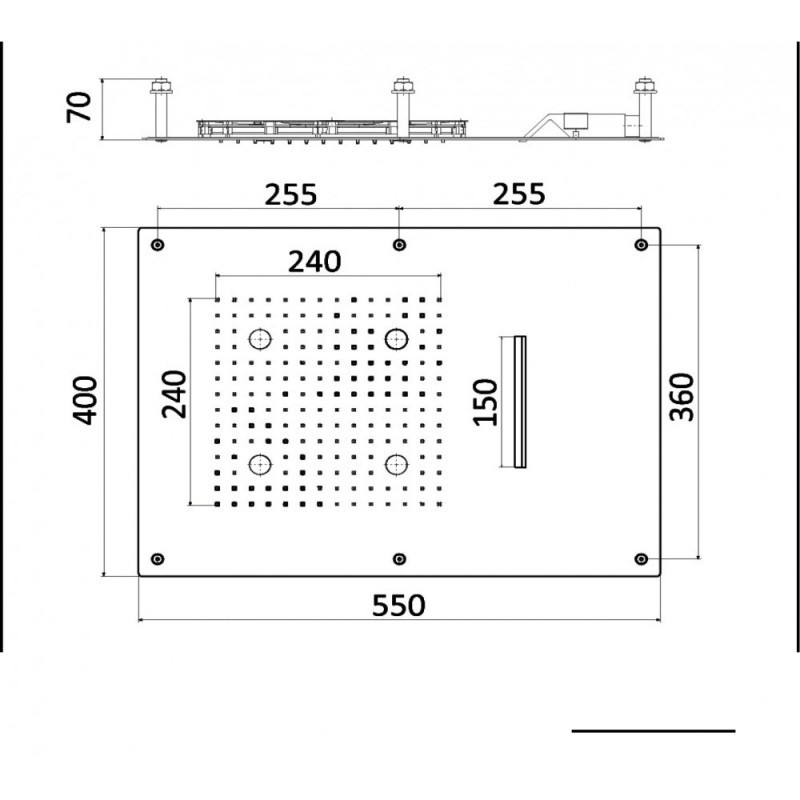 Sapho deszczownica sufitowa podtynkowa 55x40 cm chromoterapia LED deszcz kaskada pilot stal CH5540C