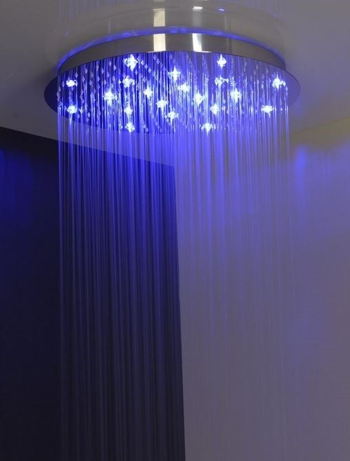 Sapho Lorema deszczownica sufitowa okrągła 30 cm chromoterapia deszcz stal MS573-LED