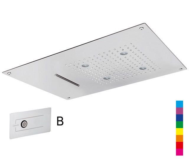 Sapho deszczownica sufitowa podtynkowa 55x40 cm chromoterapia LED deszcz kaskada pilot stal CH5540B