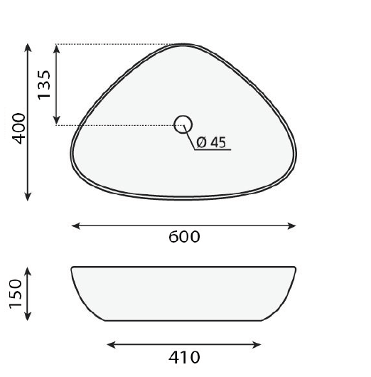Sapho Teruel Umywalka asymetryczna nablatowa/stawiana na blat ceramiczna 58,5x39 cm biały BH7007