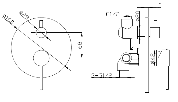 Sapho Kai bateria prysznicowa podtynkowa 2 funkcyjna chrom KA43