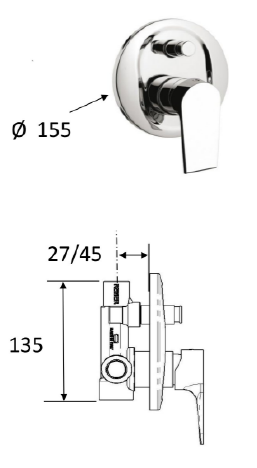 Sapho Kai bateria prysznicowa podtynkowa 2 funkcyjna czarny matowy KA42/15