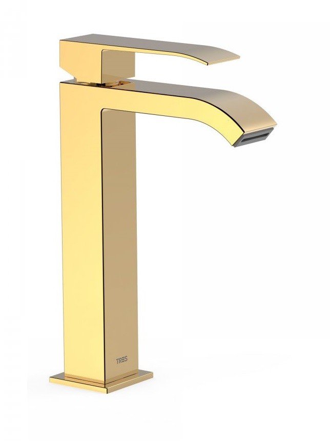 Tres Cuadro Colors bateria umywalkowa wysoka kaskada złoty polerowany 00661001OR