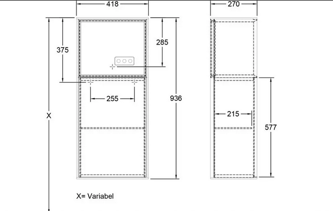 Villeroy&Boch Finion szafka boczna z otwartą półką, oświetleniem LED i stacją ładowania 94 cm drzwi prawe Glossy White Lacquer biały F530GFGF