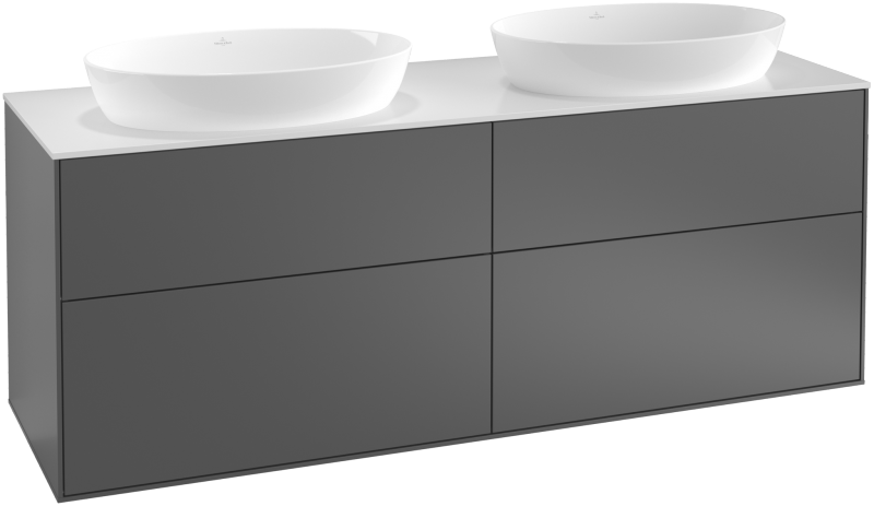 Villeroy&Boch Finion szafka pod umywalkę 160 cm z 4 szufladami i oświetleniem LED Anthracite Matt Lacquer grafit GA8100GK