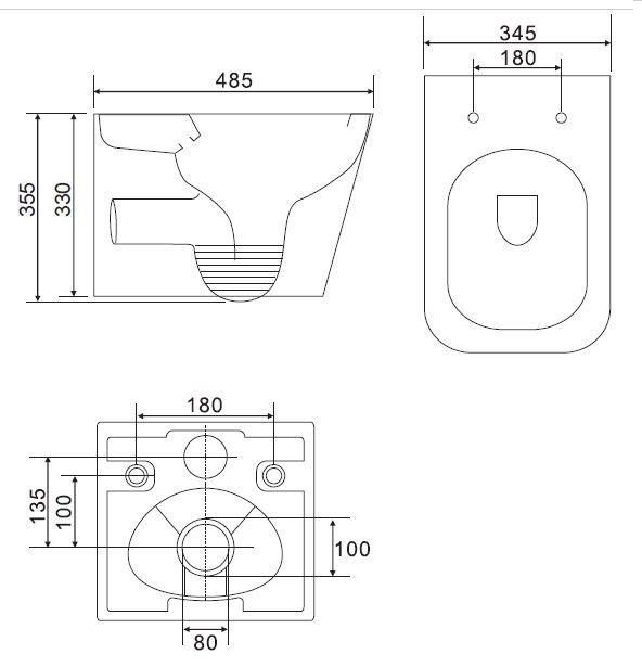 Omnires Boston muszla wisząca bezkołnierzowa + deska wolnoopadająca BOSTONMWBP