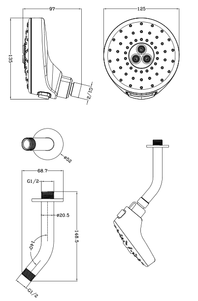 Omnires Douglas deszczownica wylewka górna chrom DOUGLAS-WCR