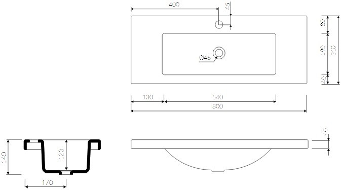 Marmorin Talia 80 umywalka z otworem 80cm Mineralicast P_U_078_05_0800