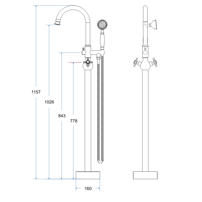 BESCO Retro I bateria wannowa wolnostojąca podłogowa retro chrom połysk BW-RI-CH