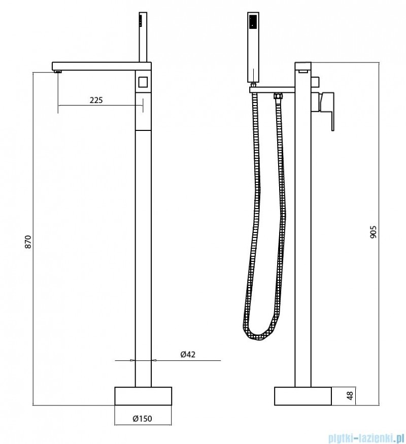 BESCO Varium I bateria wannowa wolnostojąca podłogowa chrom połysk BW-V-CH