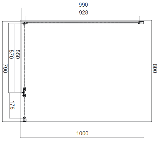 Omnires Manhattan kabina prostokątna 80x100 drzwi otwierane 80 + ścianka boczna 100 L/P chrom połysk przeźroczyste Easy Clean MH8010CRTR