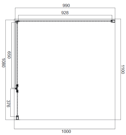Omnires Manhattan kabina prostokątna 110x100 drzwi otwierane 110 + ścianka boczna 100 L/P chrom połysk przeźroczyste Easy Clean MH1110CRTR