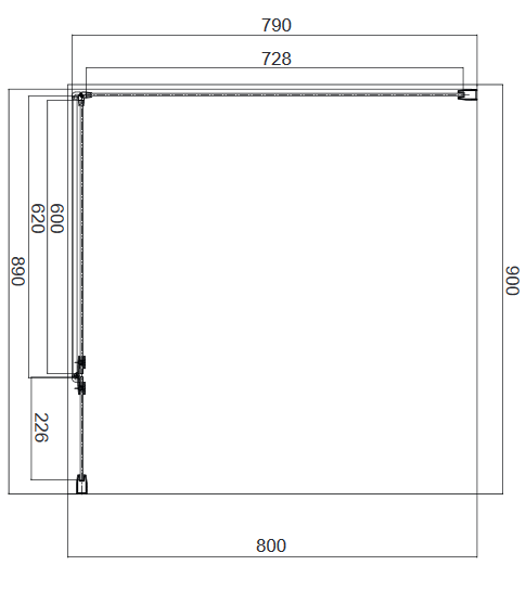 Omnires Manhattan kabina prostokątna 90x80 drzwi otwierane 90 + ścianka boczna 80 L/P chrom połysk przeźroczyste Easy Clean MH9080CRTR