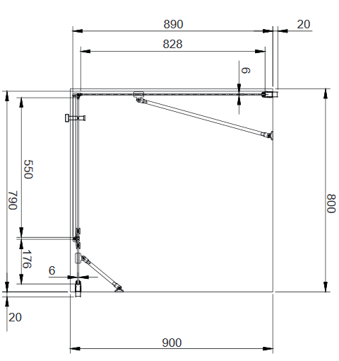 Omnires Manhattan kabina prostokątna 80x90 drzwi otwierane 80 + ścianka boczna 90 L/P chrom połysk przeźroczyste Easy Clean MH8090CRTR