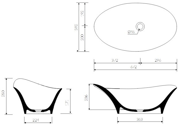 Marmorin Alice II umywalka nablatowa asymetryczna 67x39 cm Mineralicast P_U_002_02_0672