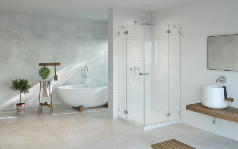 Radaway Essenza Pro KDD kabina kwadratowa 80x80 drzwi otwierane chrom przeźroczyste Easy Clean 10096080-01-01L + 10096080-01-01R