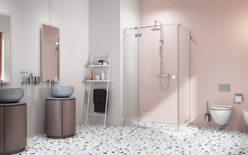 Radaway Essenza Pro KDJ kabina kwadratowa 80x80 drzwi otwierane lewe 80 i ścianka 80 chrom przeźroczyste Easy Clean 10097080-01-01L + 10098080-01-01