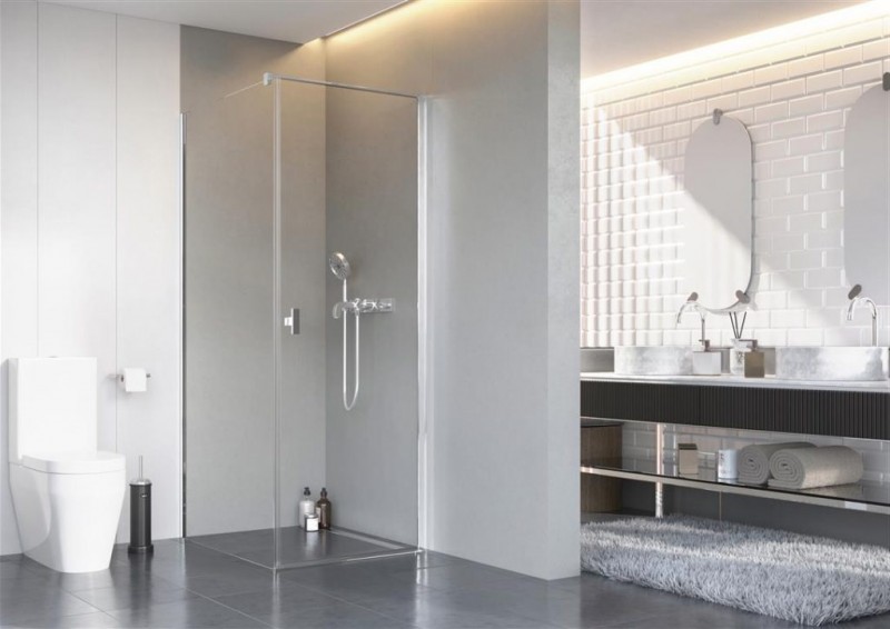 Radaway Nes 8 KDJ kabina prostokątna 90x70 drzwi wahadłowe PRAWE 90 i ścianka 70 chrom przeźroczyste Easy Clean 10072090-01-01R + 10089070-01-01